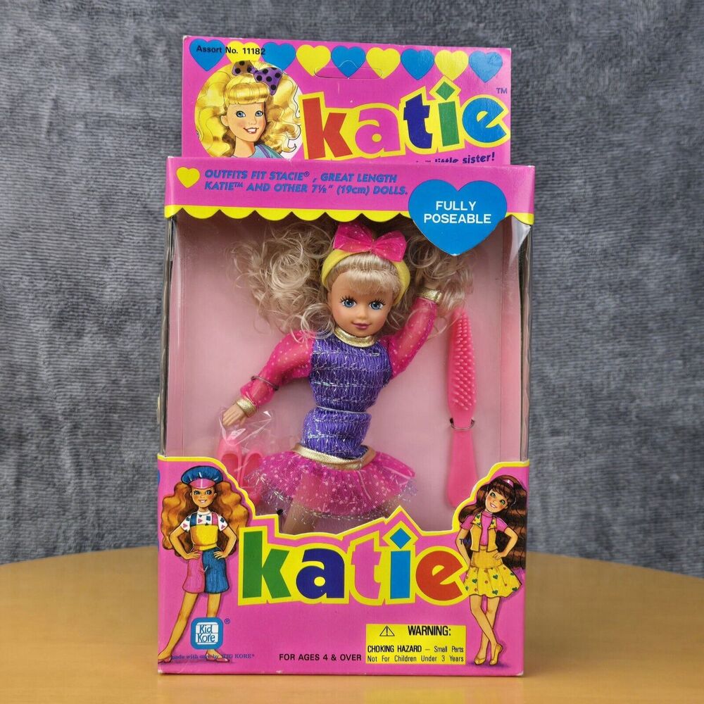 Vintage 1990's Kid Kore Katie's World Katie Doll 7 1/2" Brush Shoes and Headband